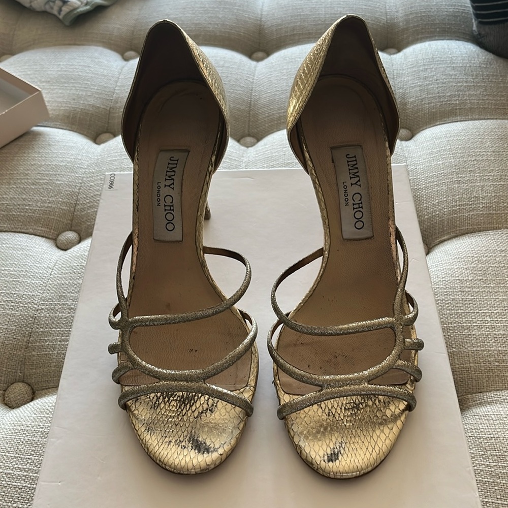 Jimmy Choo Glitter/Metallic Light Gold 38 1/2 (8.5)